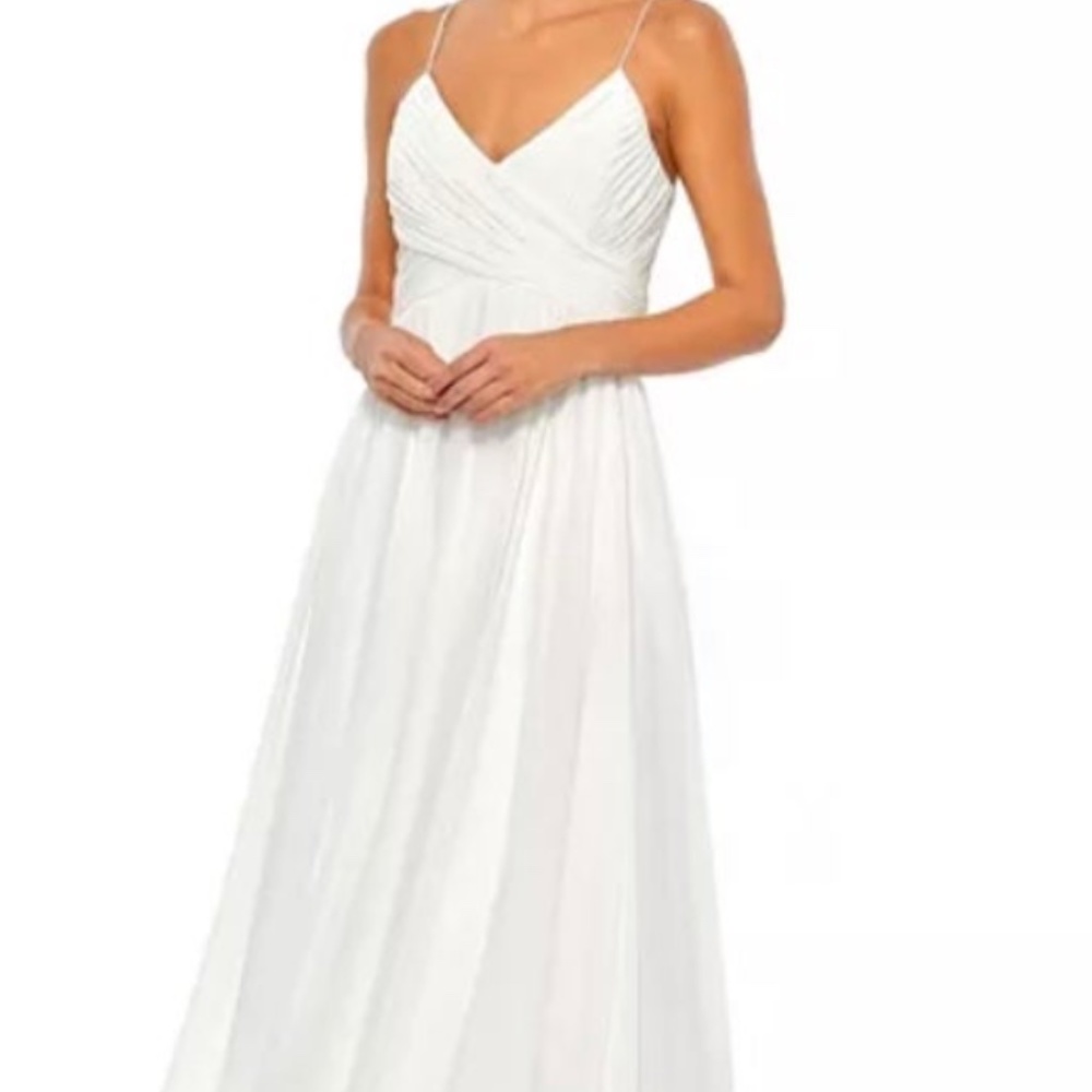 White Flowy Strapless Bridal Dress